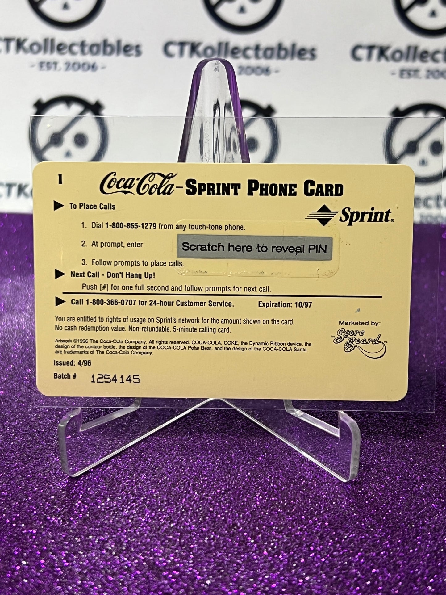 1996 COCA-COLA $5 SPRINT PHONE CARD # 1 ALWAYS COLLECTABLE ISSUED 4/96 NM CALENDAR GIRL