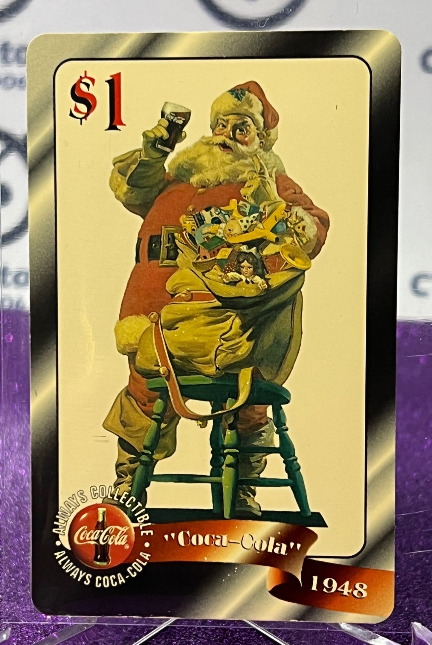 1996 COCA-COLA $1 SPRINT PHONE CARD # 18 ALWAYS COLLECTABLE ISSUED 4/96 NM SANTA CLAUSE