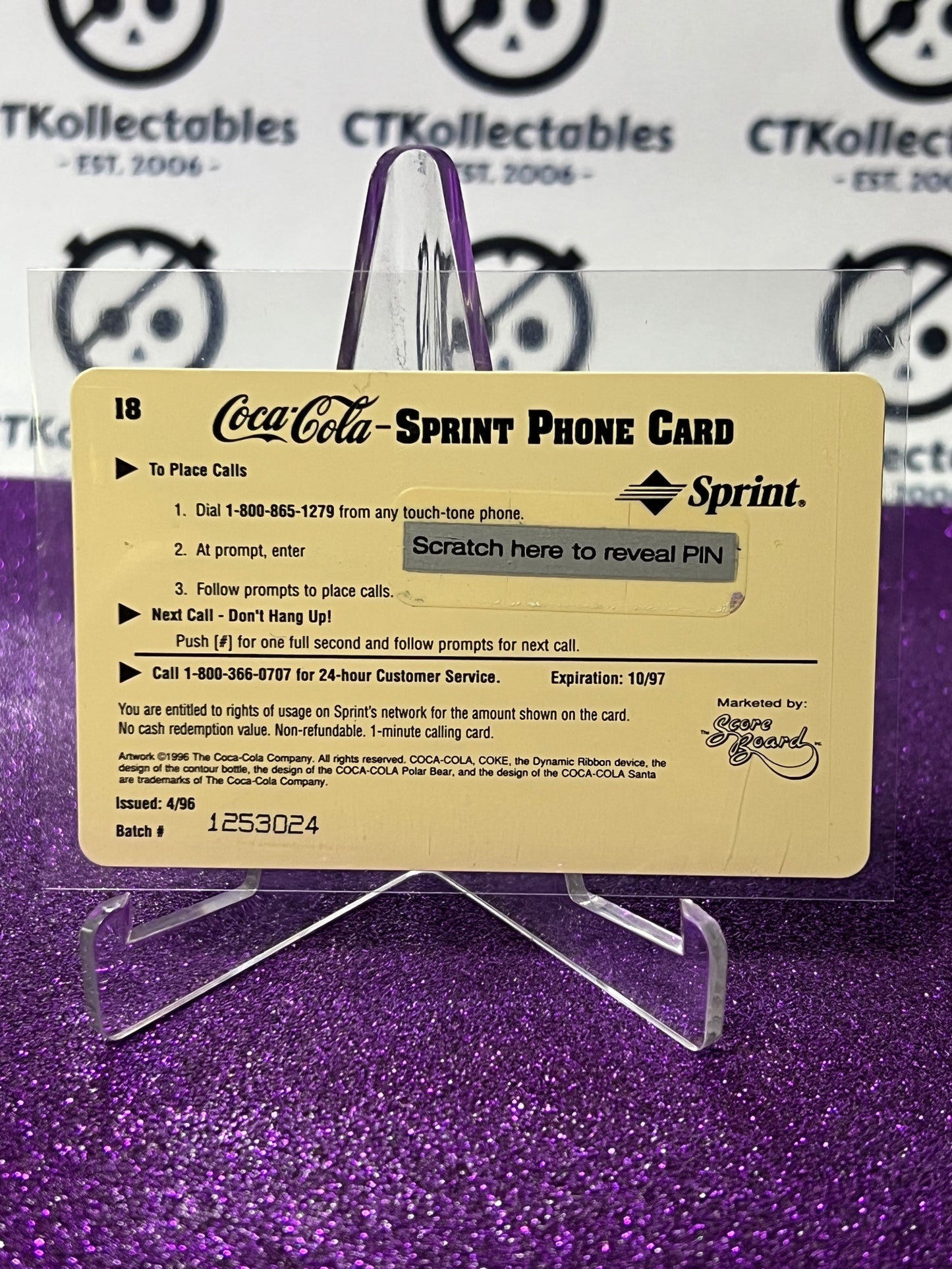 1996 COCA-COLA $1 SPRINT PHONE CARD # 18 ALWAYS COLLECTABLE ISSUED 4/96 NM SANTA CLAUSE