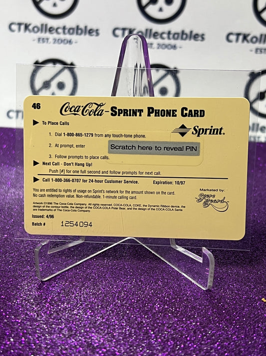 1996 COCA-COLA $1 SPRINT PHONE CARD # 46 ALWAYS COLLECTABLE ISSUED 4/96 NM CALENDAR GIRL