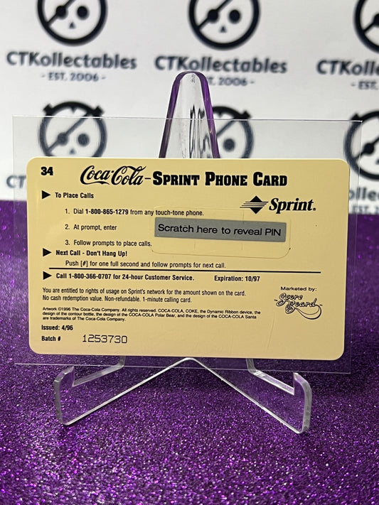 1996 COCA-COLA $1 SPRINT PHONE CARD # 34 ALWAYS COLLECTABLE ISSUED 4/96 NM TOM SAWYER
