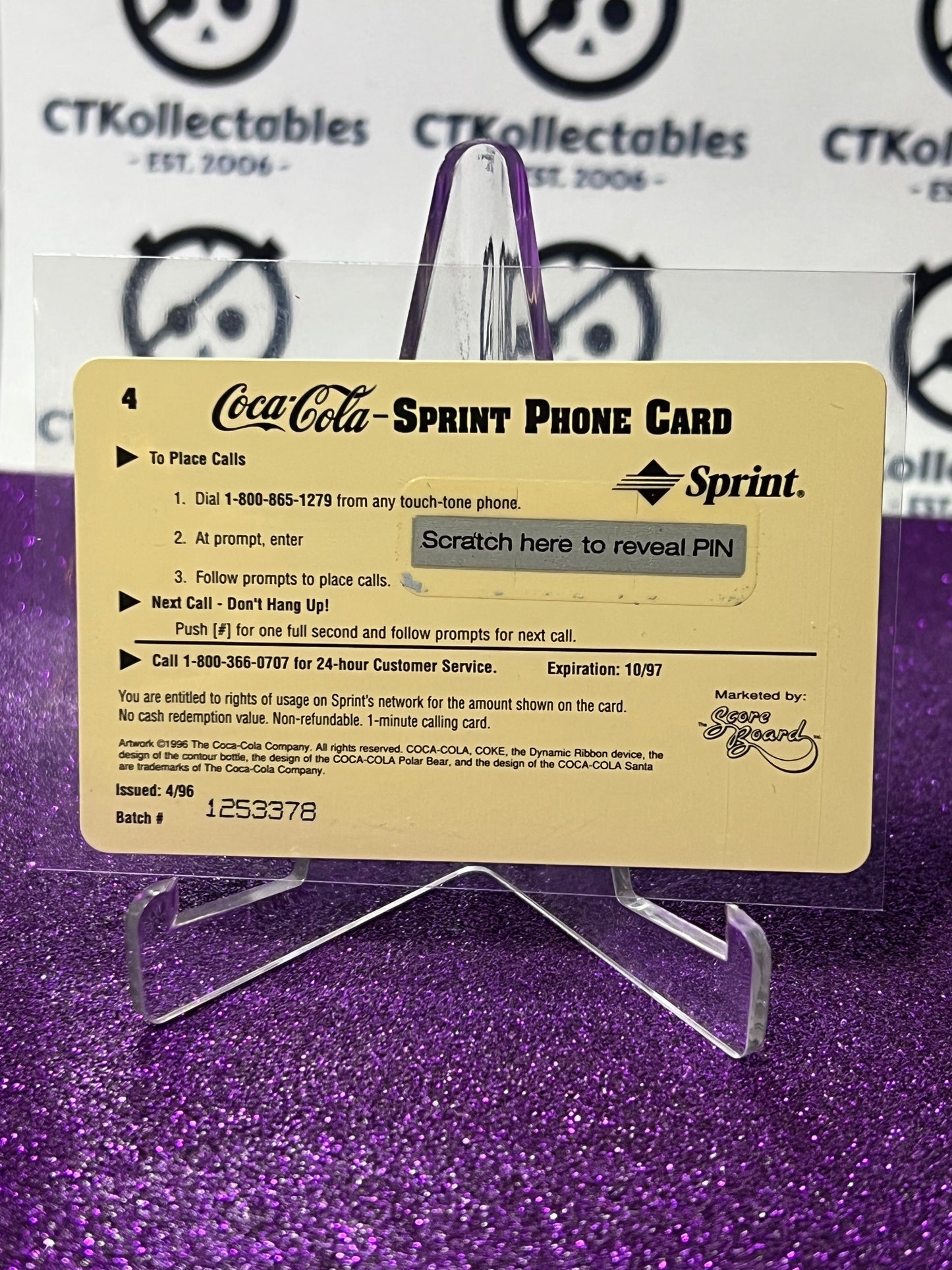 1996 COCA-COLA $1 SPRINT PHONE CARD # 4 ALWAYS COLLECTABLE ISSUED 4/96 NM CAL RIPKEN JR. BASEBALL