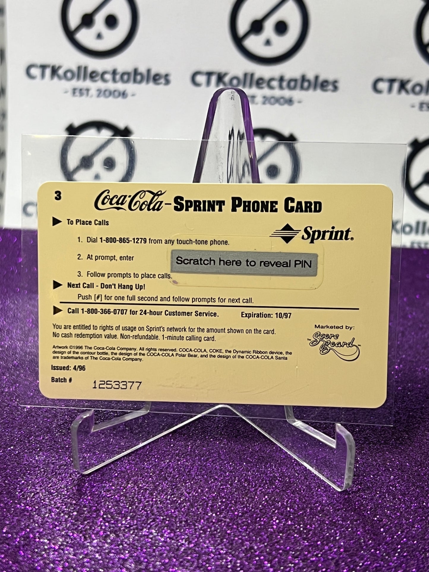 1996 COCA-COLA $1 SPRINT PHONE CARD # 3 ALWAYS COLLECTABLE ISSUED 4/96 NM CAL RIPKEN JR. BASEBALL