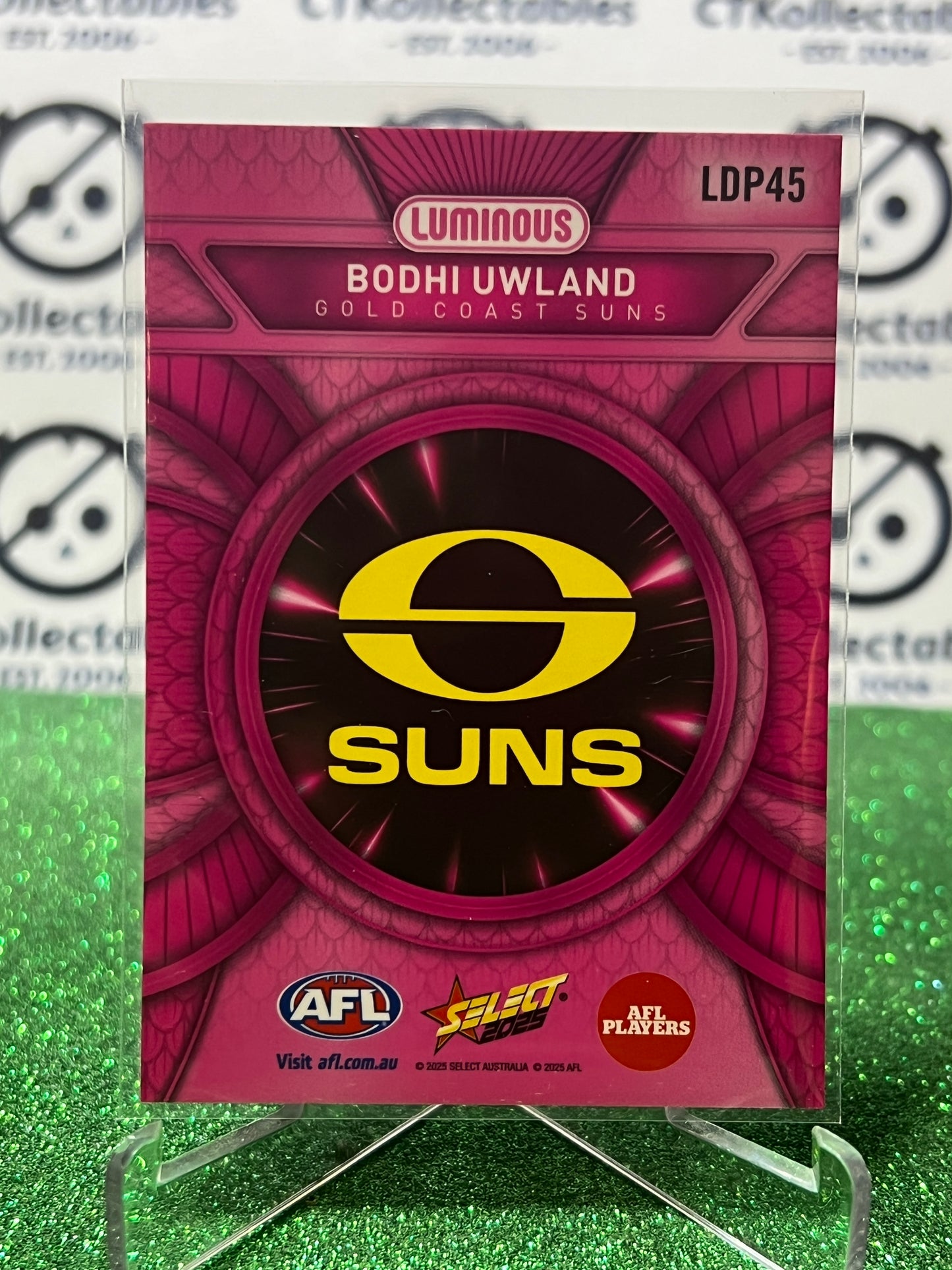 2025 AFL SELECT FOOTY STARS BODHI UWLAND # LDP45 PINK LUMINOUS GOLD COAST SUNS CARD