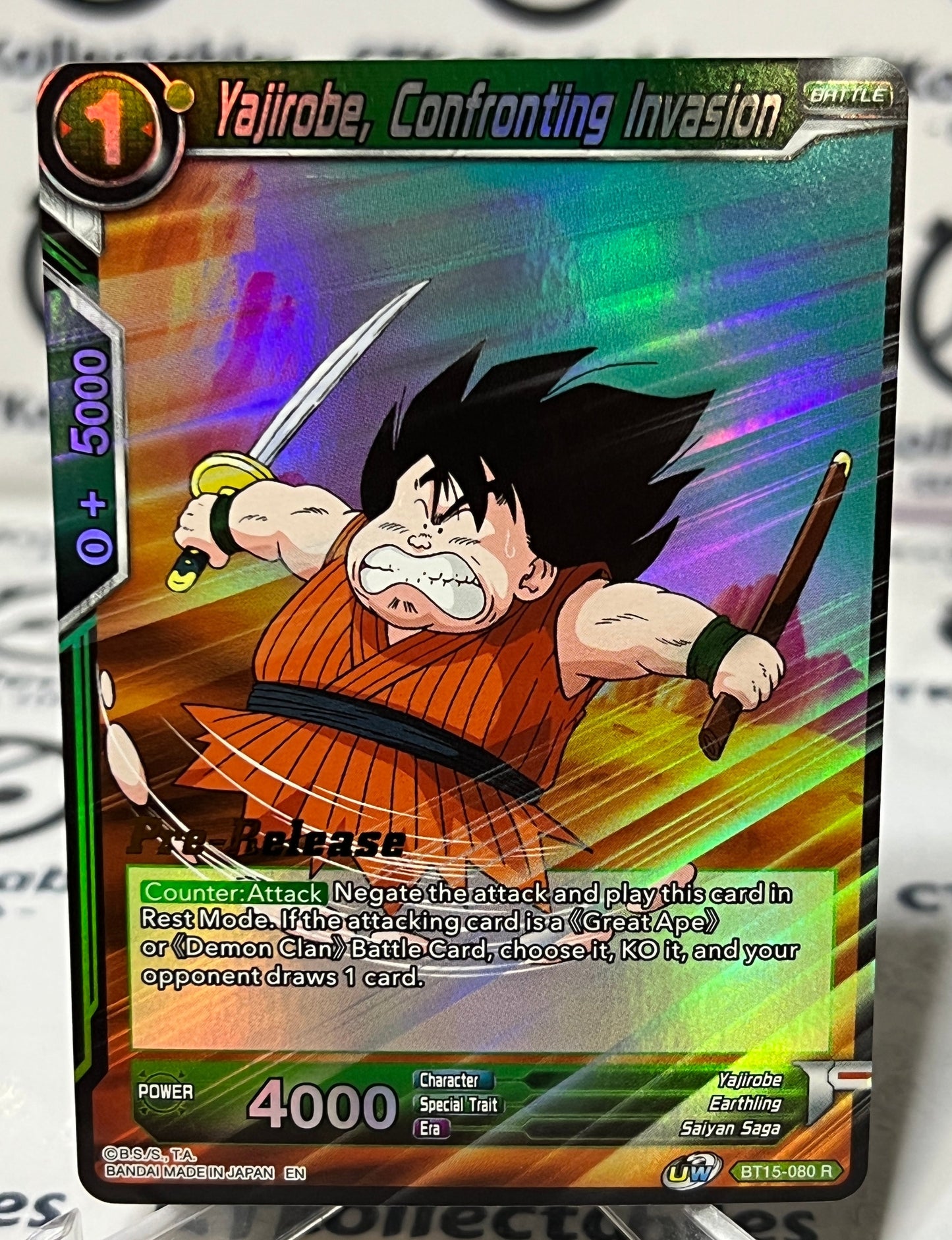 DRAGON BALL YAJIROBE, CONFRONTING INVASION # BT15-080 R PRE-RELEASE FOIL CARD
