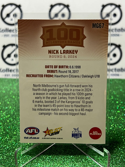 2025 AFL SELECT FOOTY STARS NICK LARKEY # MG67 MILESTONE NORTH MELBOURNE KANGAROOS CARD