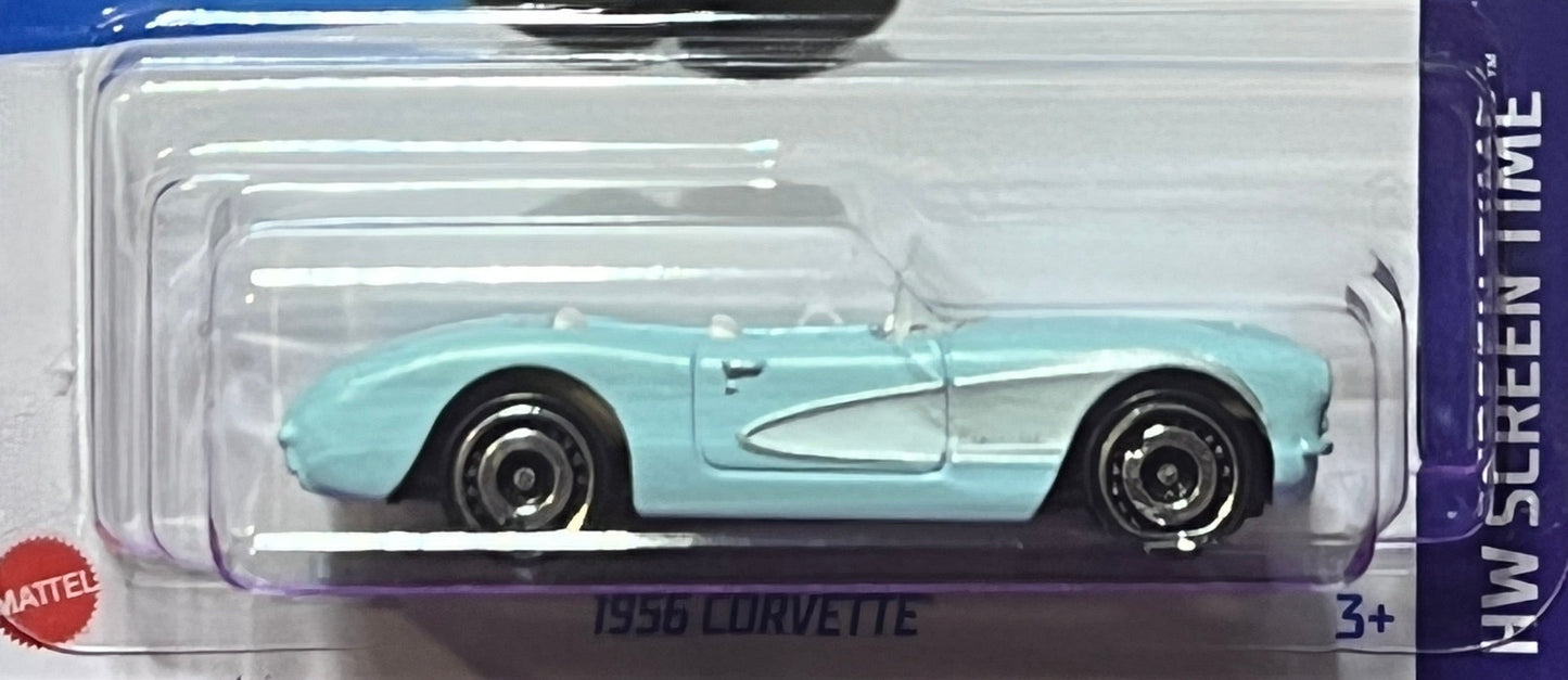 HOT WHEELS MATTEL BARBIE THE MOVIE 1956 CORVETTE 9/10 HW SCREEN TIME 183/250 BLUE 2022