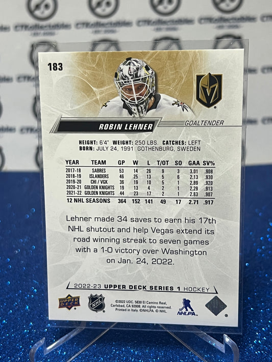 2022-23 UPPER DECK ROBIN LENNER # 183 GOALTENDER VEGAS GOLDEN KNIGHTS HOCKEY CARD