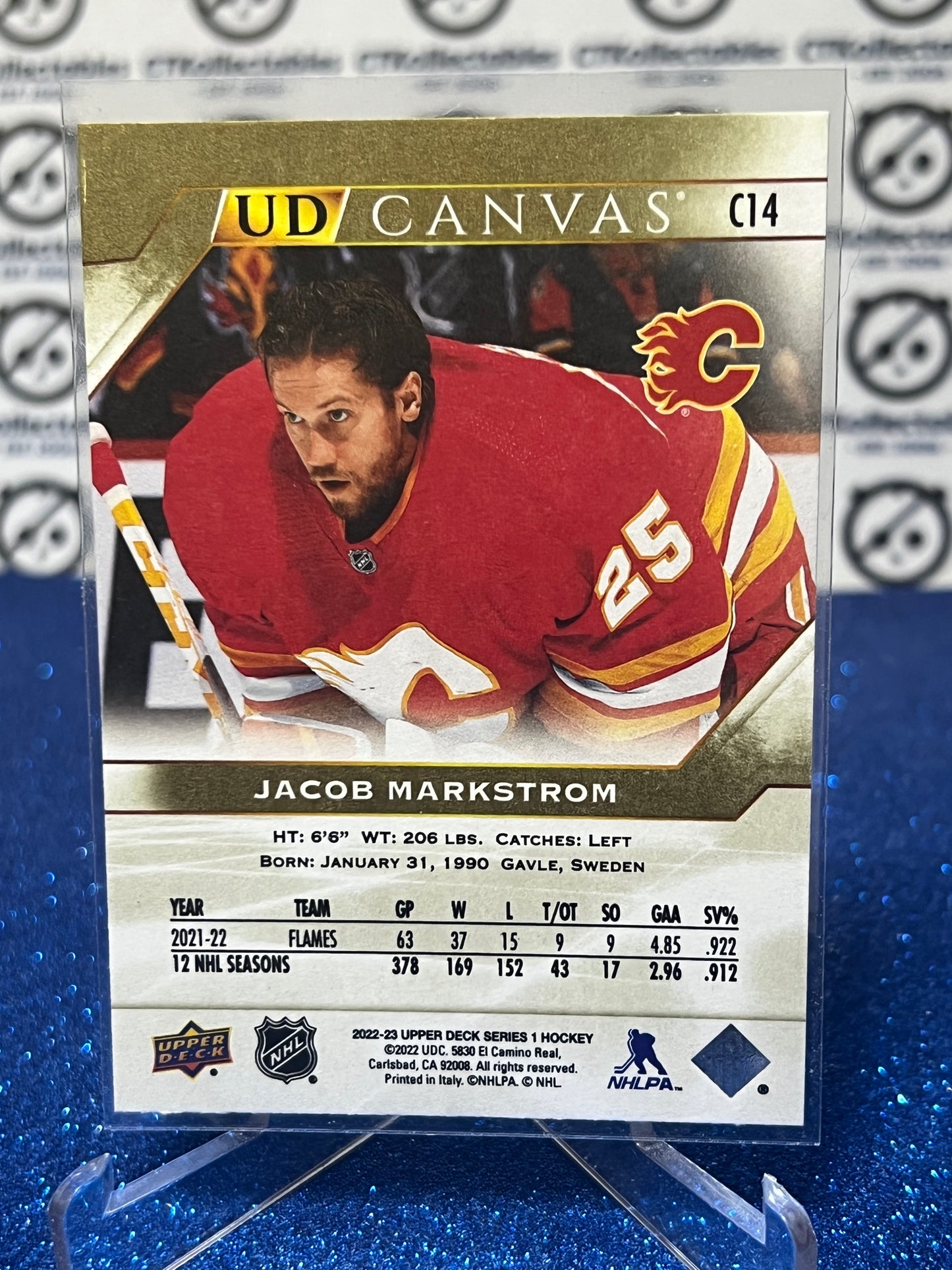 2022-23 UPPER DECK JACOB MARKSTROM # C14 CANVAS GOALTENDER CALGARY FLAMES HOCKEY CARD