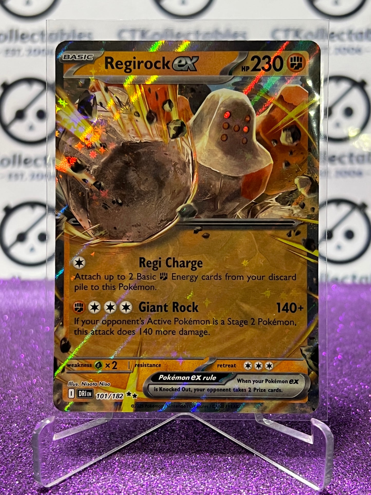 2025 SCARLET & VIOLET DESTINED RIVALS REGIROCK EX # 101/182 FOIL POKEMON CARD