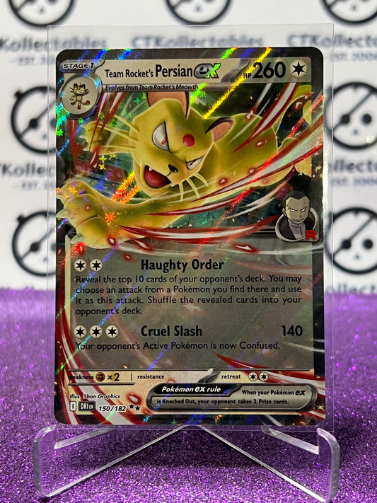 2025 SCARLET & VIOLET DESTINED RIVALS TEAM ROCKET'S PERSIAN EX # 150/182 RARE FOIL POKEMON CARD