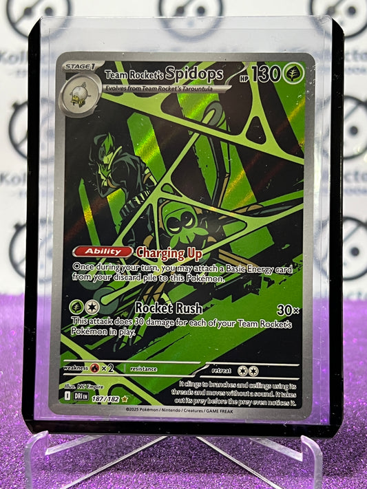 2025 SCARLET & VIOLET DESTINED RIVALS TEAM ROCKET'S SPIDOPS # 187/182 RARE FOIL POKEMON CARD