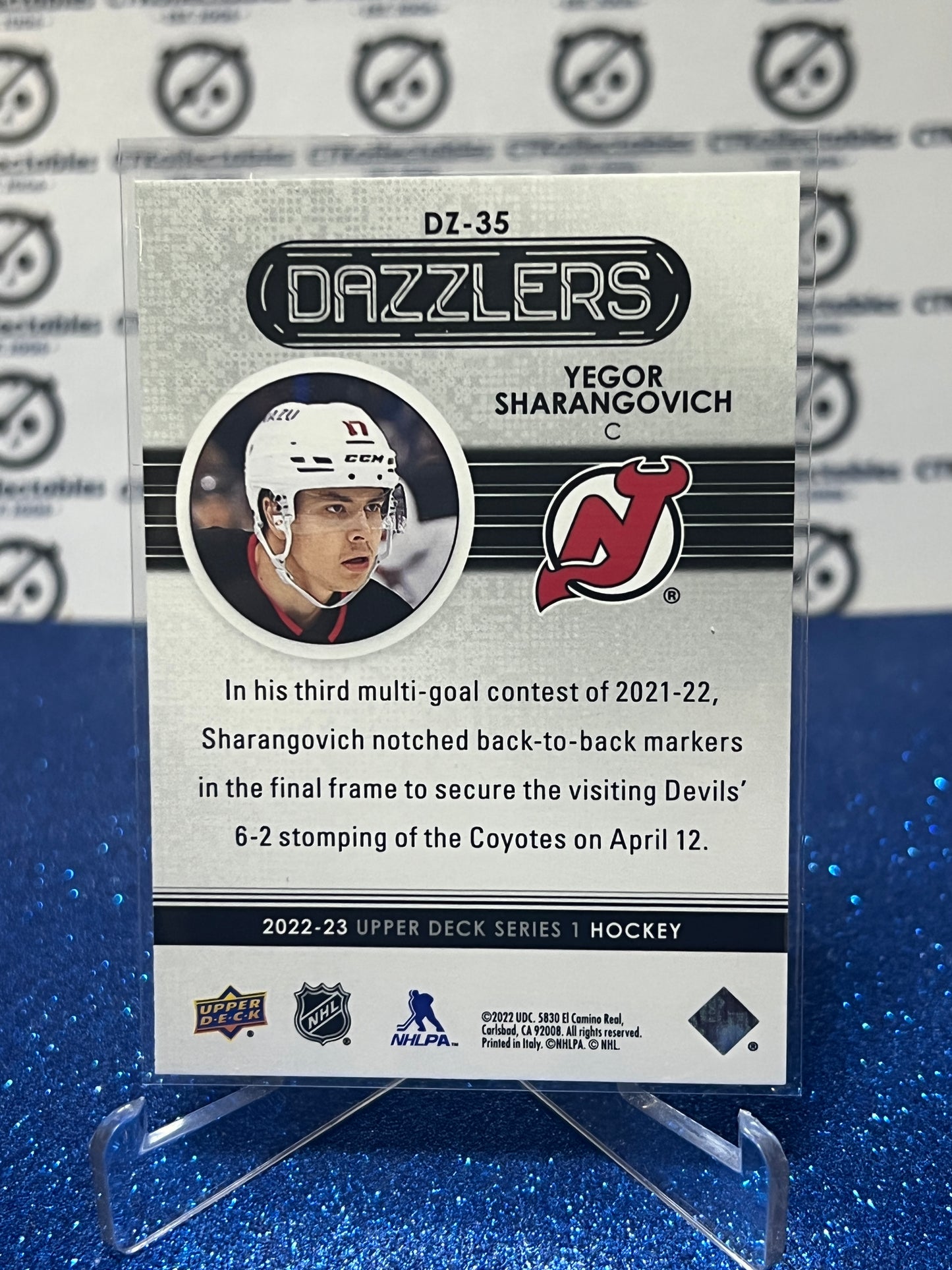 2022-23 UPPER DECK YEGOR SHARANGOVICH # DZ-35 DAZZLERS NEW JERSEY DEVILS HOCKEY CARD