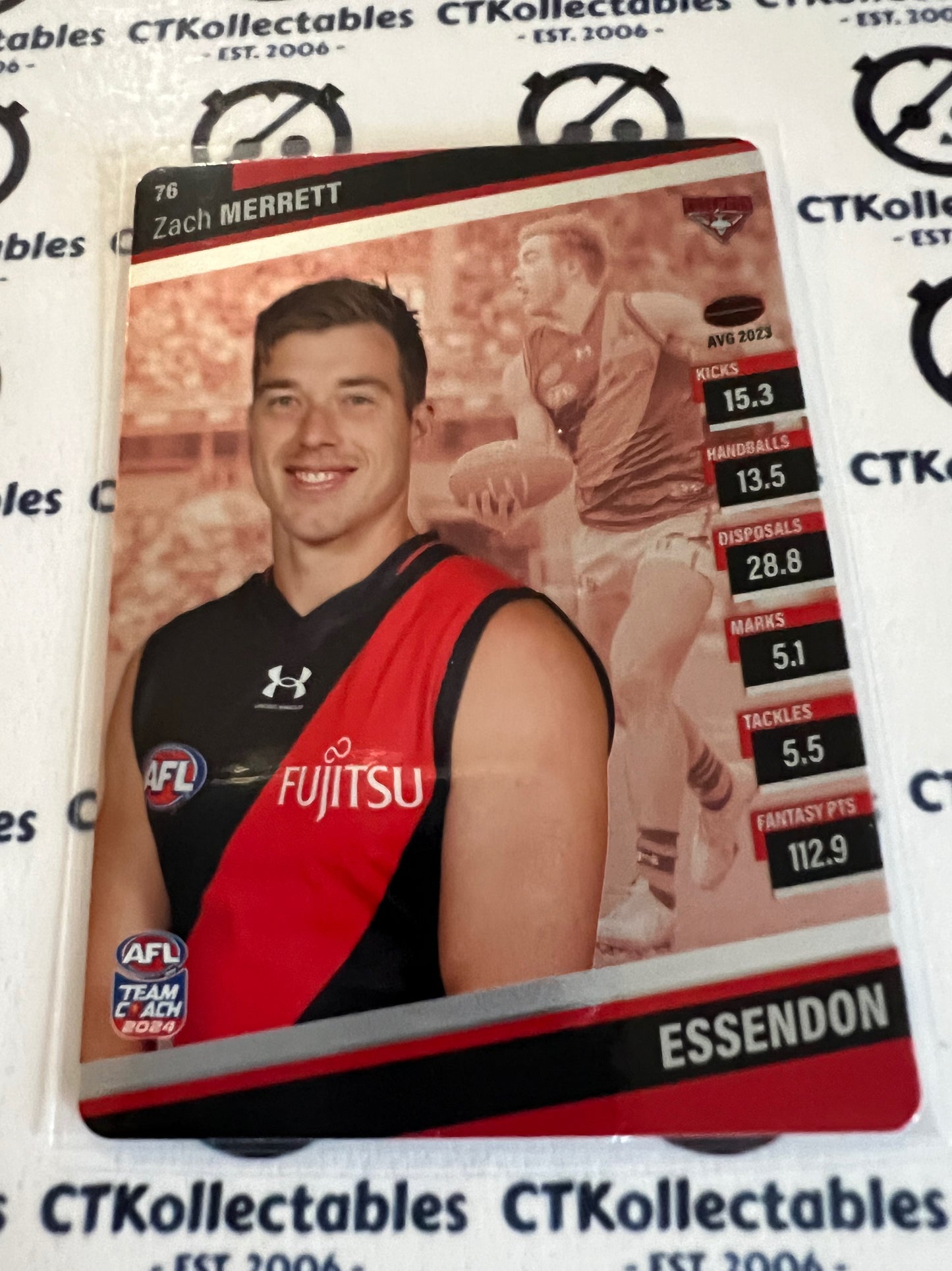 2024 AFL Teamcoach 76 Zach Merrett Essendon