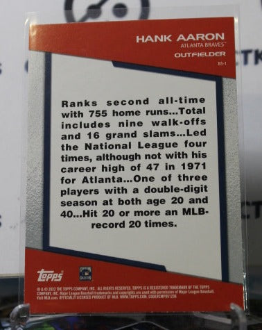 2022 TOPPS OPENING DAY BASEBALL HANK AARON # BS-1 BOMB SQUAD ATLANTA BRAVES