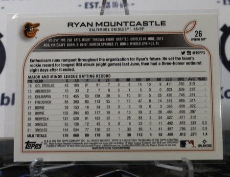 2022 TOPPS OPENING DAY BASEBALL RYAN MOUNTCASTLE # 26 BALTIMORE ORIOLES