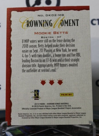 2019 PANINI DIAMOND KINGS MOOKIE BETTS # DK02-MB CROWNING MOMENT BOSTON RED SOX BASEBALL