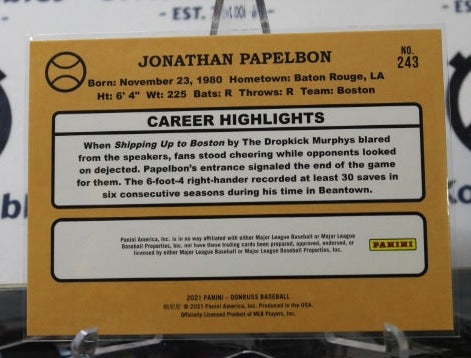2021 PANINI DONRUSS JONATHAN PAPELBON # 243 RETRO BOSTON RED SOX BASEBALL