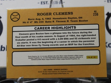 2021 PANINI DONRUSS ROGER CLEMENS # 236 BOSTON RED SOX 354 CAREER WINS BASEBALL