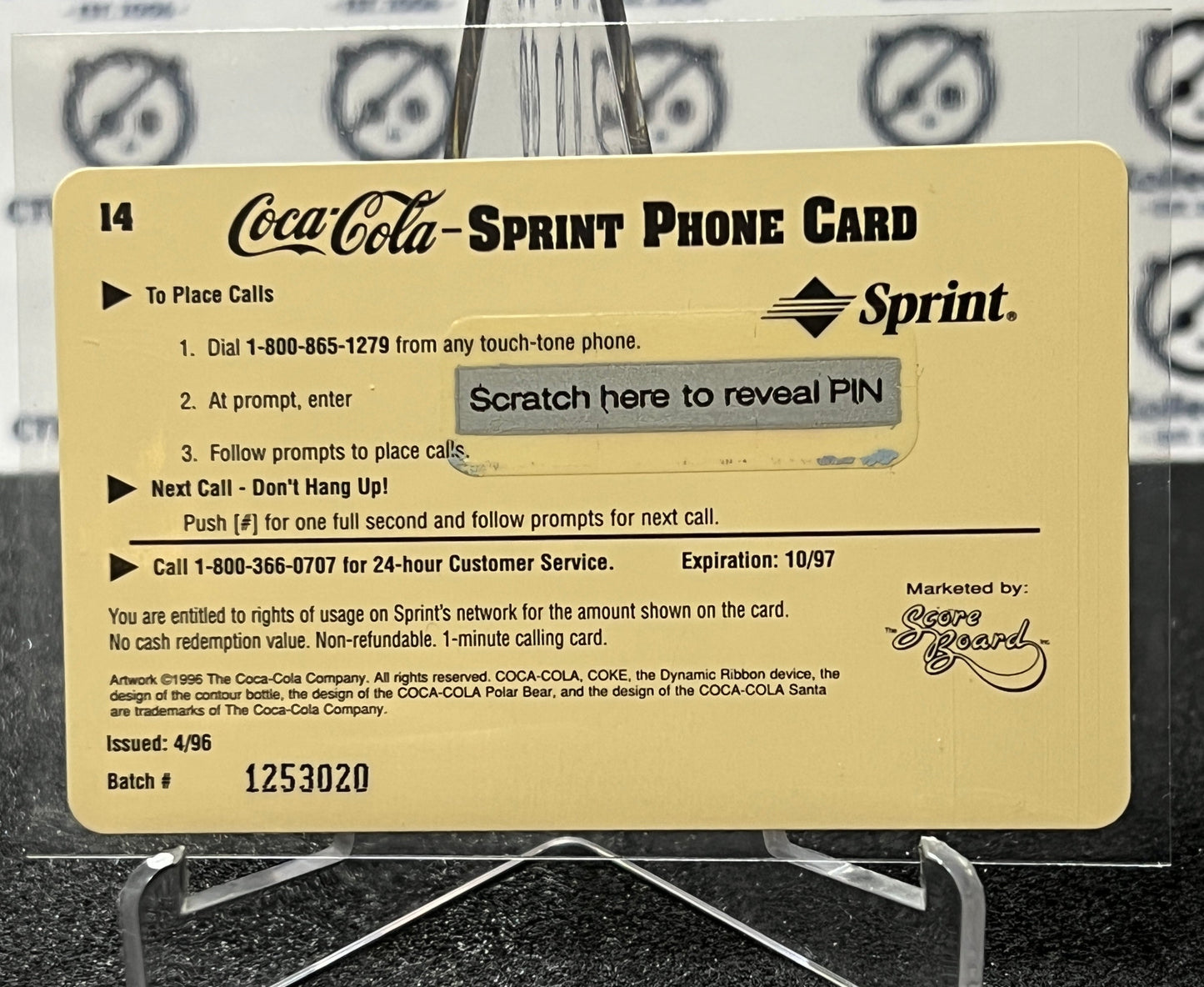 1996 COCA-COLA $1 SPRINT PHONE CARD # 14 ALWAYS COLLECTABLE ISSUED 4/96 NM SANTA CLAUSE