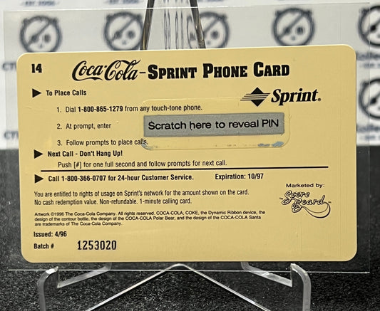 1996 COCA-COLA $1 SPRINT PHONE CARD # 14 ALWAYS COLLECTABLE ISSUED 4/96 NM SANTA CLAUSE