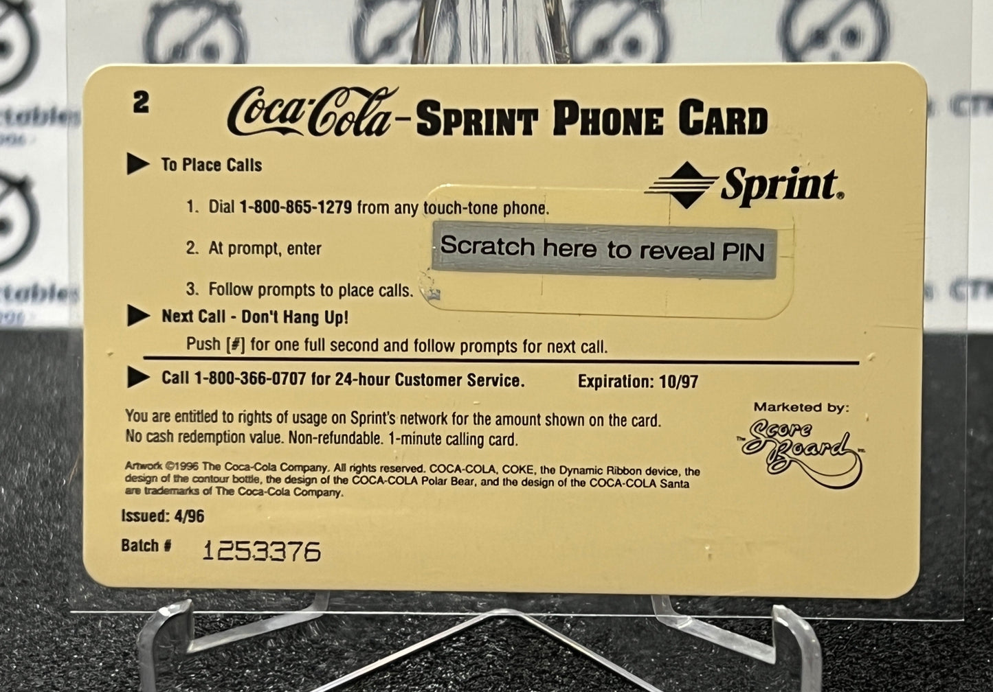 COCA-COLA $1 SPRINT PHONE CARD # 2 ALWAYS COLLECTABLE ISSUED 4/96 NBA BASKETBALL ISIAH THOMAS