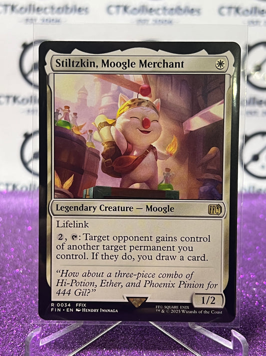 2025 MAGIC THE GATHERING FINAL FANTASY STILTZKIN, MOOGLE MERCHANT # R 0034 RARE NON-FOIL LEGENDARY CREATURE CARD
