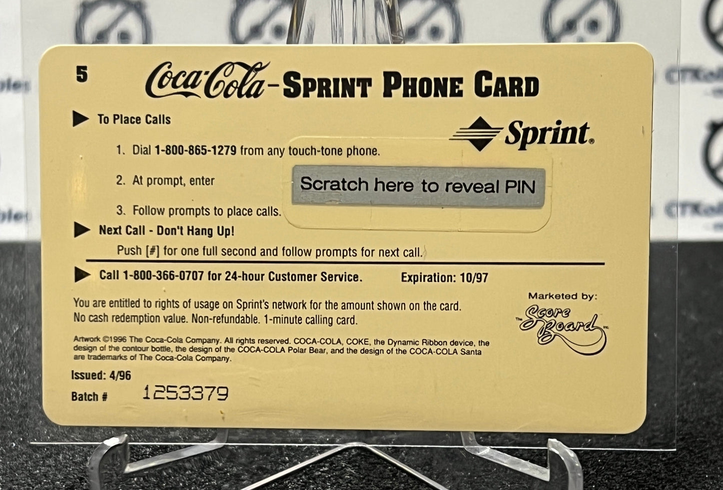 1996 COCA-COLA $1 SPRINT PHONE CARD # 5 ALWAYS COLLECTABLE ISSUED 4/96 NM CAL RIPKEN JR. BASEBALL