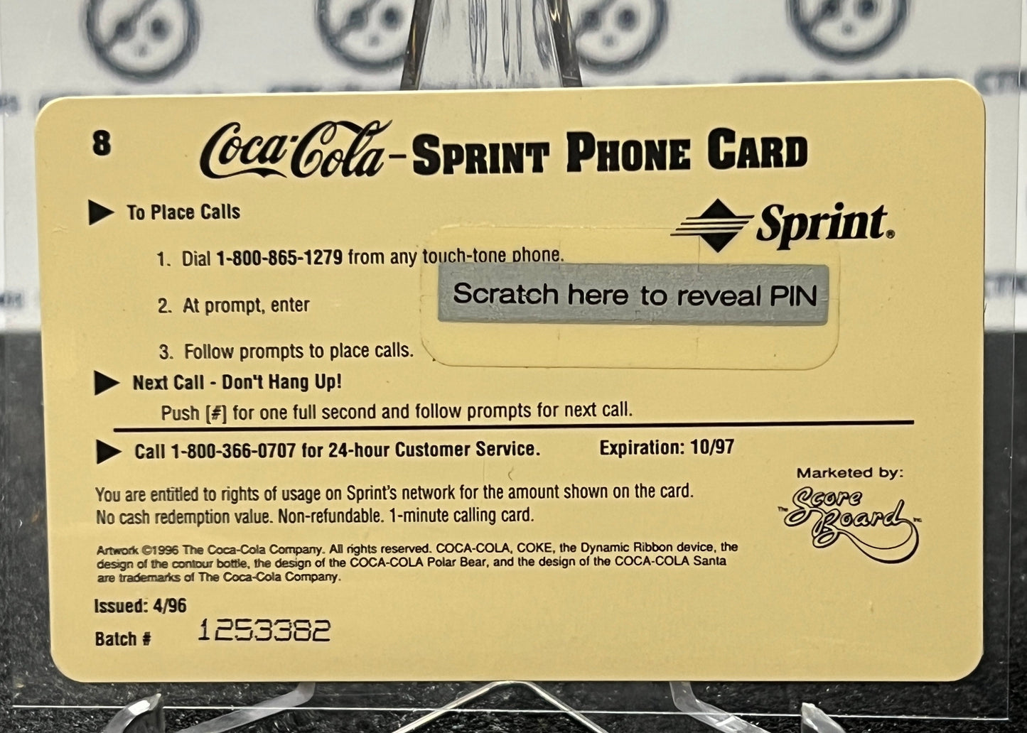 1996 COCA-COLA $1 SPRINT PHONE CARD # 8 ALWAYS COLLECTABLE ISSUED 4/96 NM ARMED FORCES 1944 AD