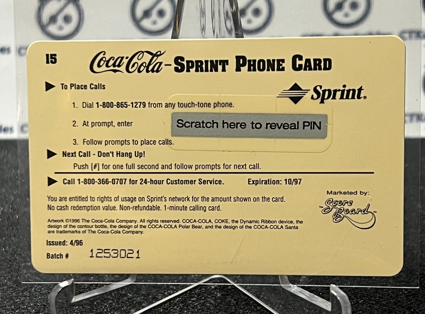 1996 COCA-COLA $1 SPRINT PHONE CARD # 15 ALWAYS COLLECTABLE ISSUED 4/96 NM ARMED FORCES 1944 AD