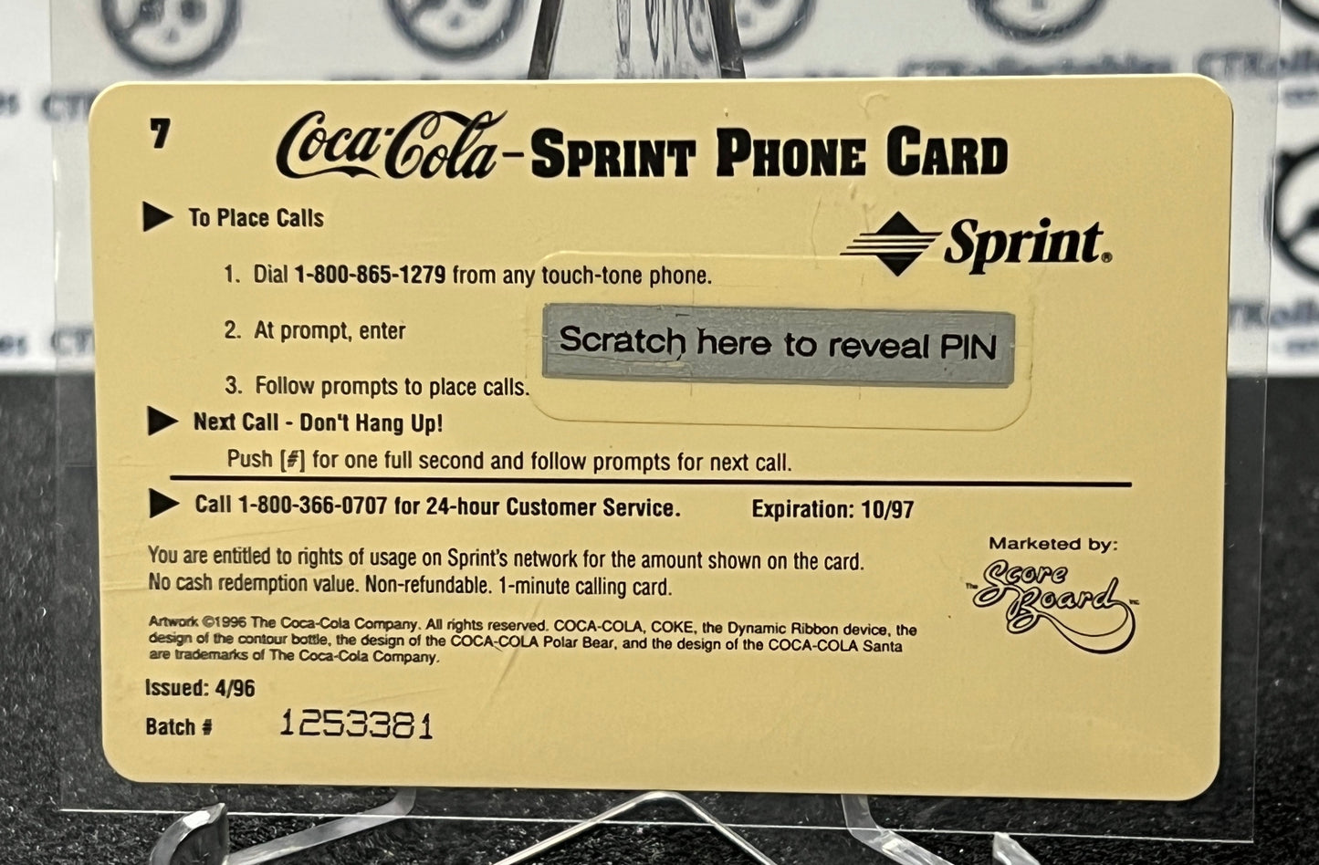 1996 COCA-COLA $1 SPRINT PHONE CARD # 7 ALWAYS COLLECTABLE ISSUED 4/96 NM ARMED FORCES 1942 AD