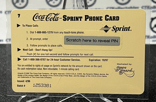 1996 COCA-COLA $1 SPRINT PHONE CARD # 7 ALWAYS COLLECTABLE ISSUED 4/96 NM ARMED FORCES 1942 AD