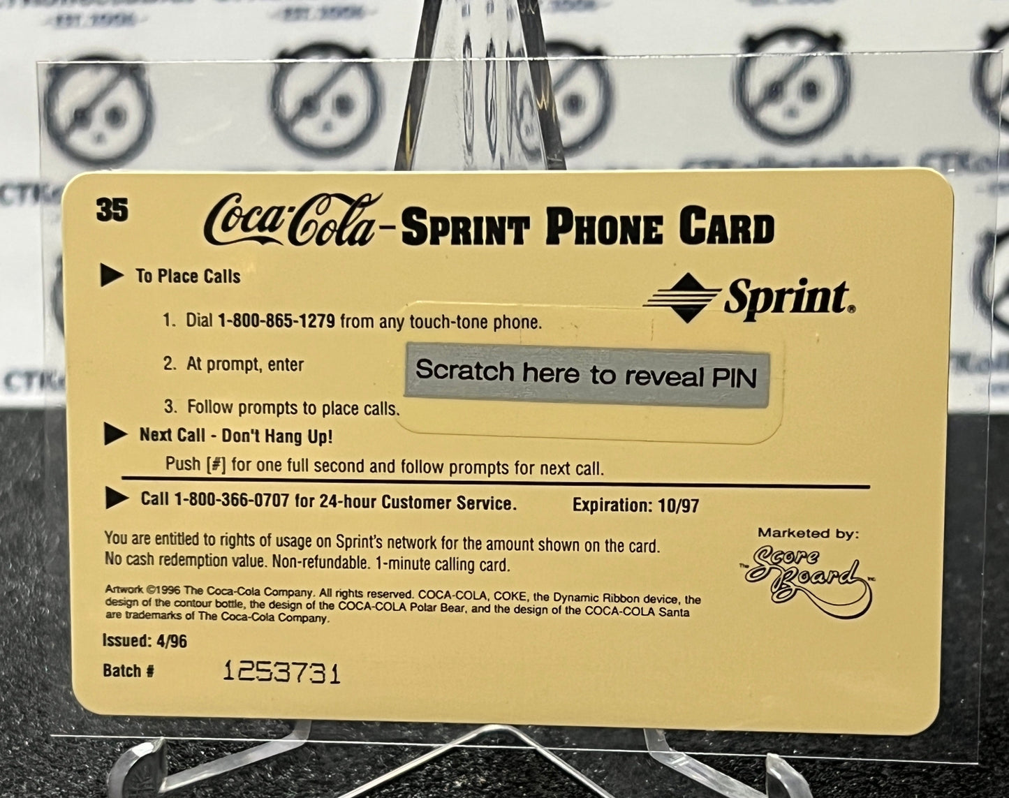 1996 COCA-COLA $1 SPRINT PHONE CARD # 35 ALWAYS COLLECTABLE ISSUED 4/96 NM COKE AD 1936