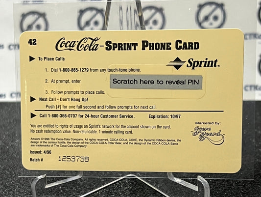 1996 COCA-COLA $1 SPRINT PHONE CARD # 42 ALWAYS COLLECTABLE ISSUED 4/96 NM COKE AD 1950