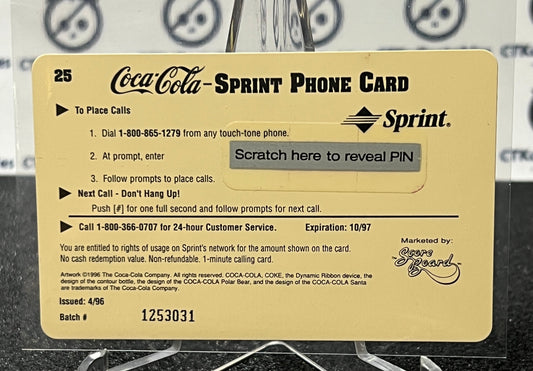 1996 COCA-COLA $1 SPRINT PHONE CARD # 25 ALWAYS COLLECTABLE ISSUED 4/96 NM COKE AD 1952