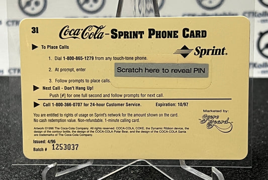 1996 COCA-COLA $1 SPRINT PHONE CARD # 31 ALWAYS COLLECTABLE ISSUED 4/96 NM COKE AD 1912