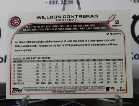 2022 TOPPS OPENING DAY WILLSON CONTRERAS # 55 CHICAGO CUBS BASEBALL