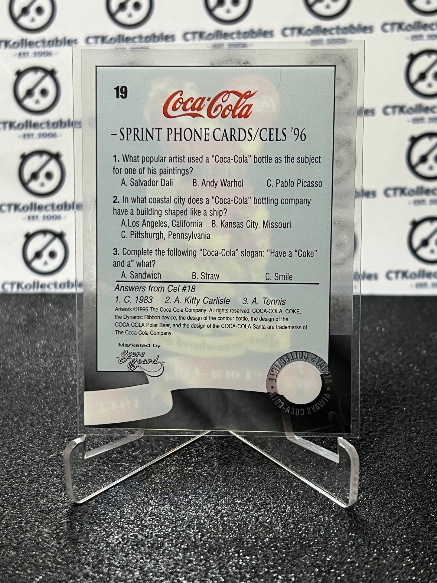 1996 COCA-COLA SPRINT CELL CARD # 19 ALWAYS COLLECTABLE SANTA CLAUSE COKE