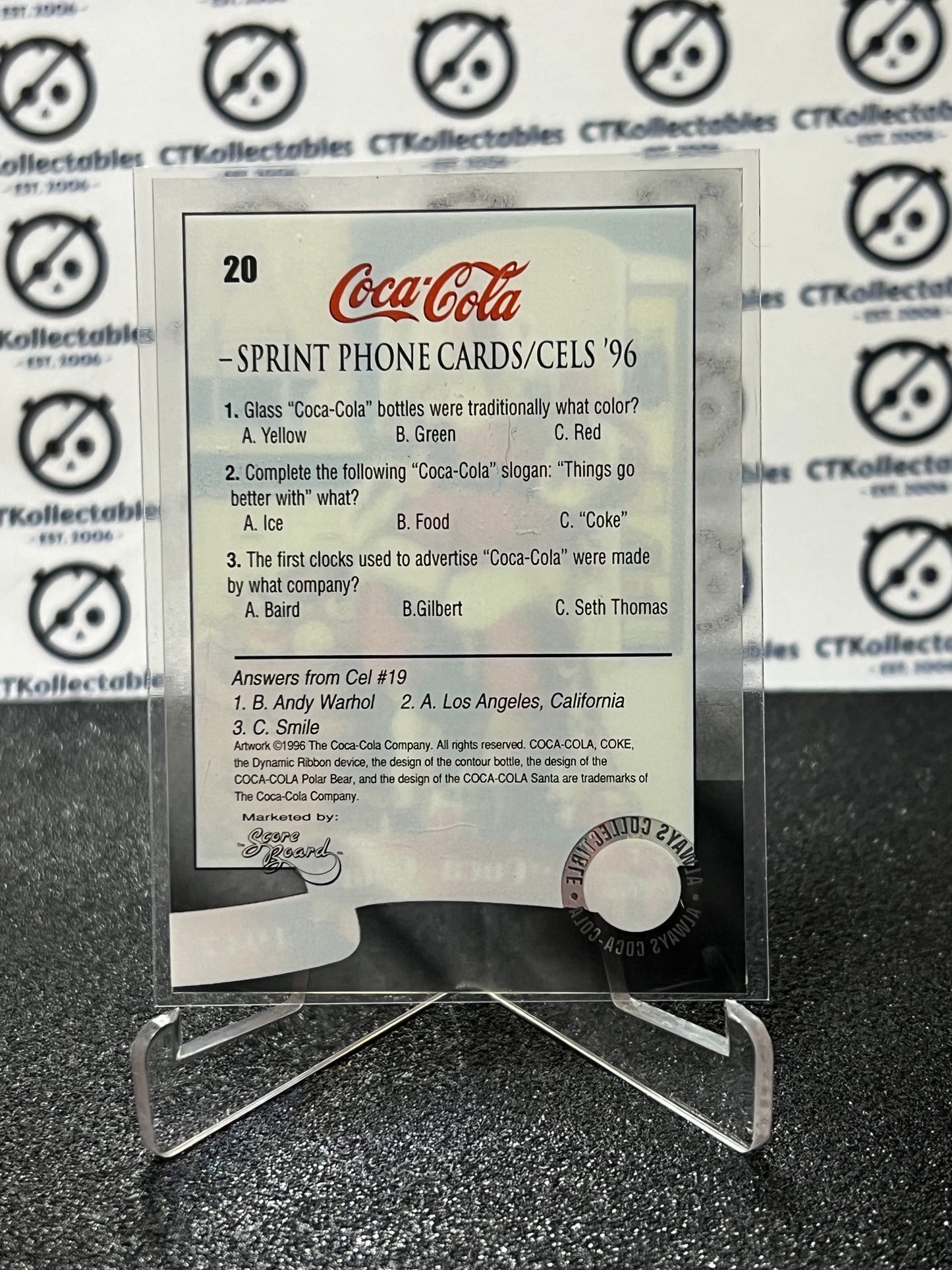 1996 COCA-COLA SPRINT CELL CARD # 20 ALWAYS COLLECTABLE SANTA CLAUSE COKE