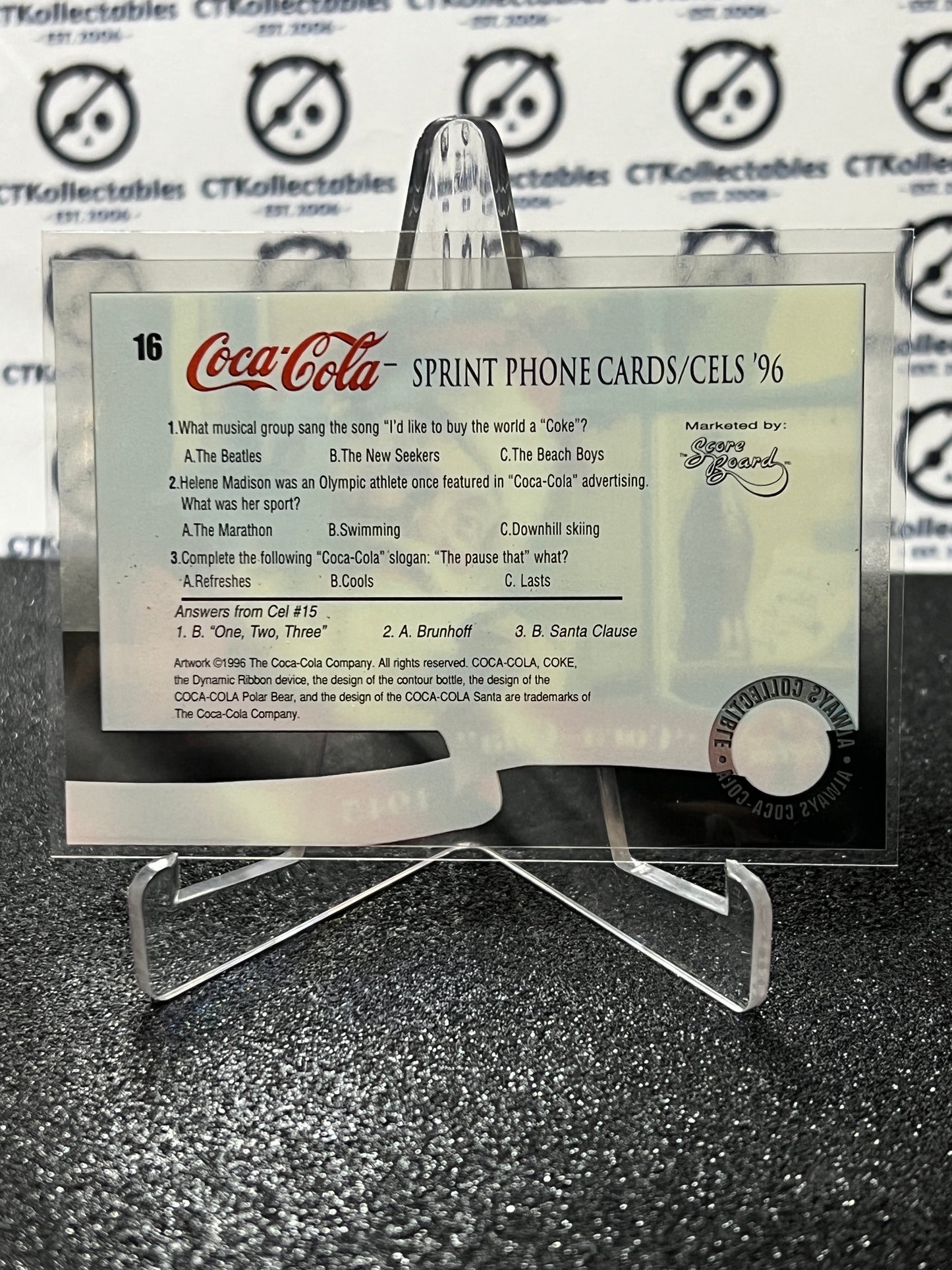 1996 COCA-COLA SPRINT CELL CARD # 16 ALWAYS COLLECTABLE SANTA CLAUSE COKE