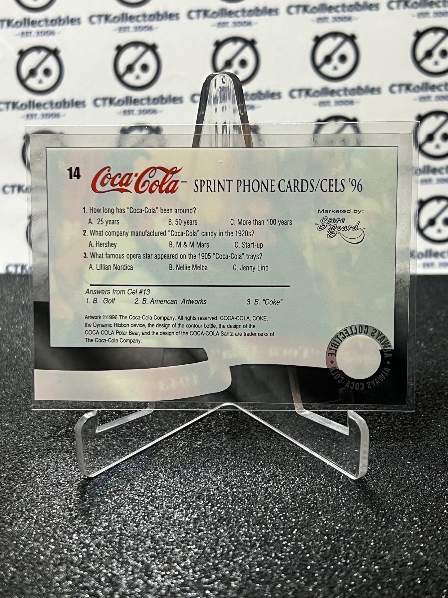 1996 COCA-COLA SPRINT CELL CARD # 14 ALWAYS COLLECTABLE SANTA CLAUSE COKE