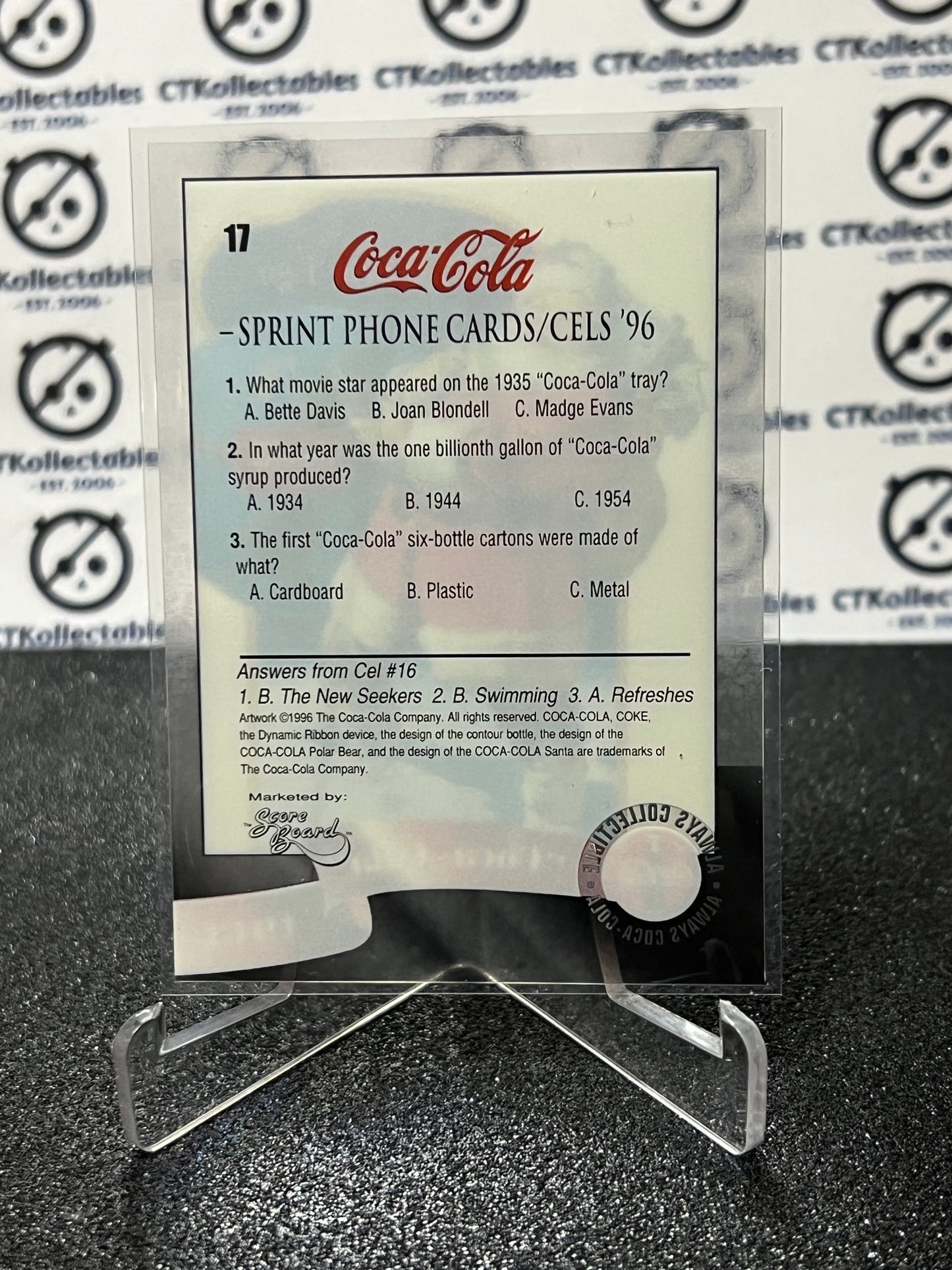 1996 COCA-COLA SPRINT CELL CARD # 17 ALWAYS COLLECTABLE SANTA CLAUSE COKE