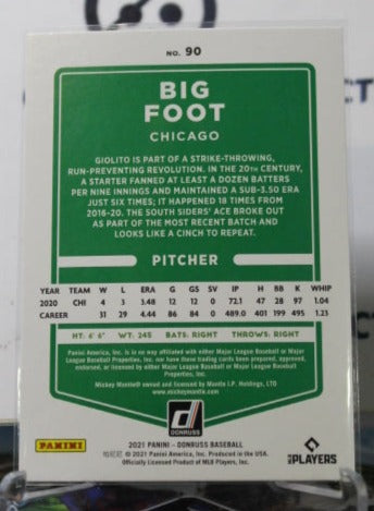 2021 PANINI DONRUSS BIG FOOT # 90 LUCAS GIOLITO CHICAGO WHITE SOX BASEBALL