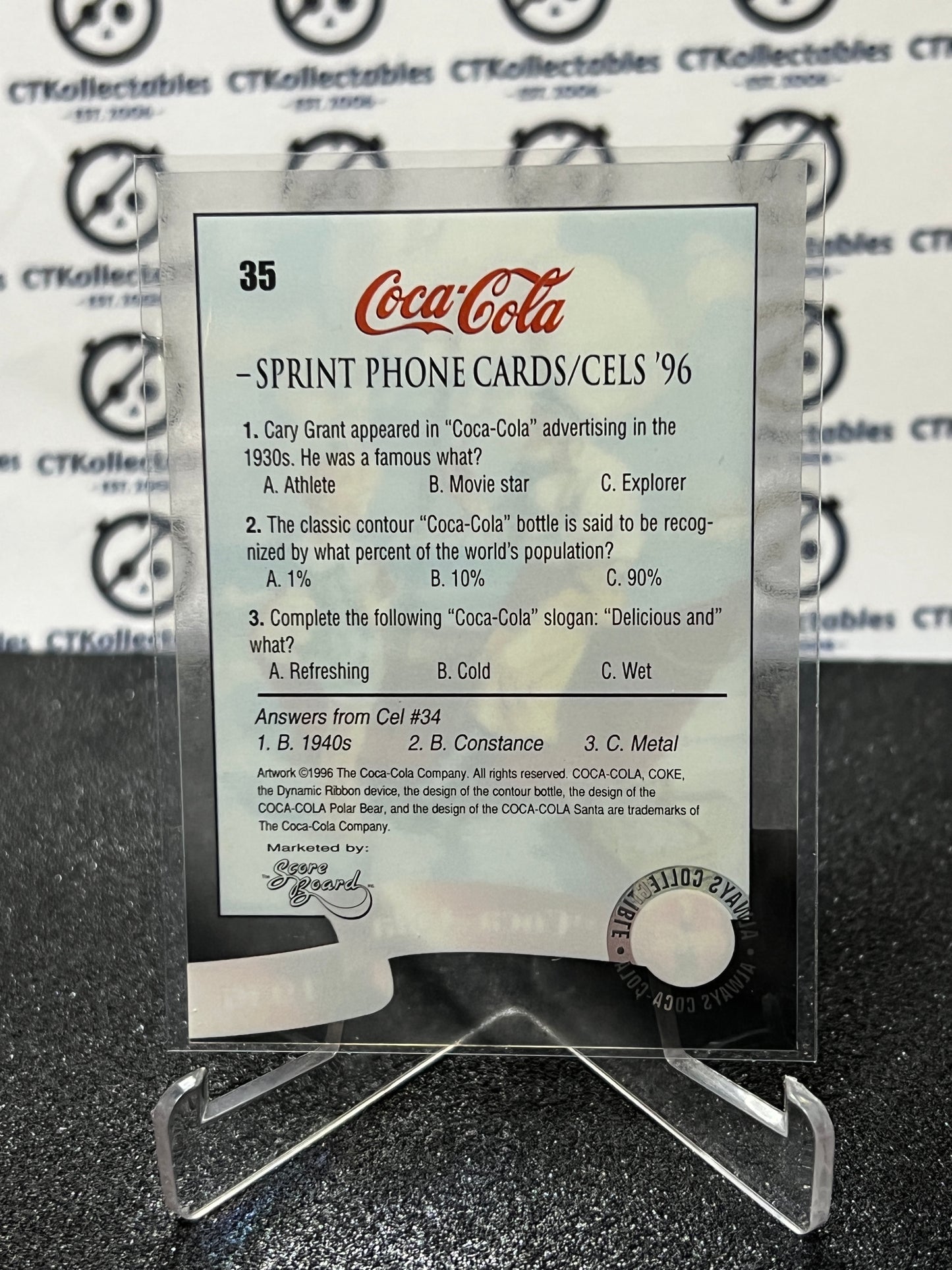 1996 COCA-COLA SPRINT CELL CARD # 35 ALWAYS COLLECTABLE COKE AD