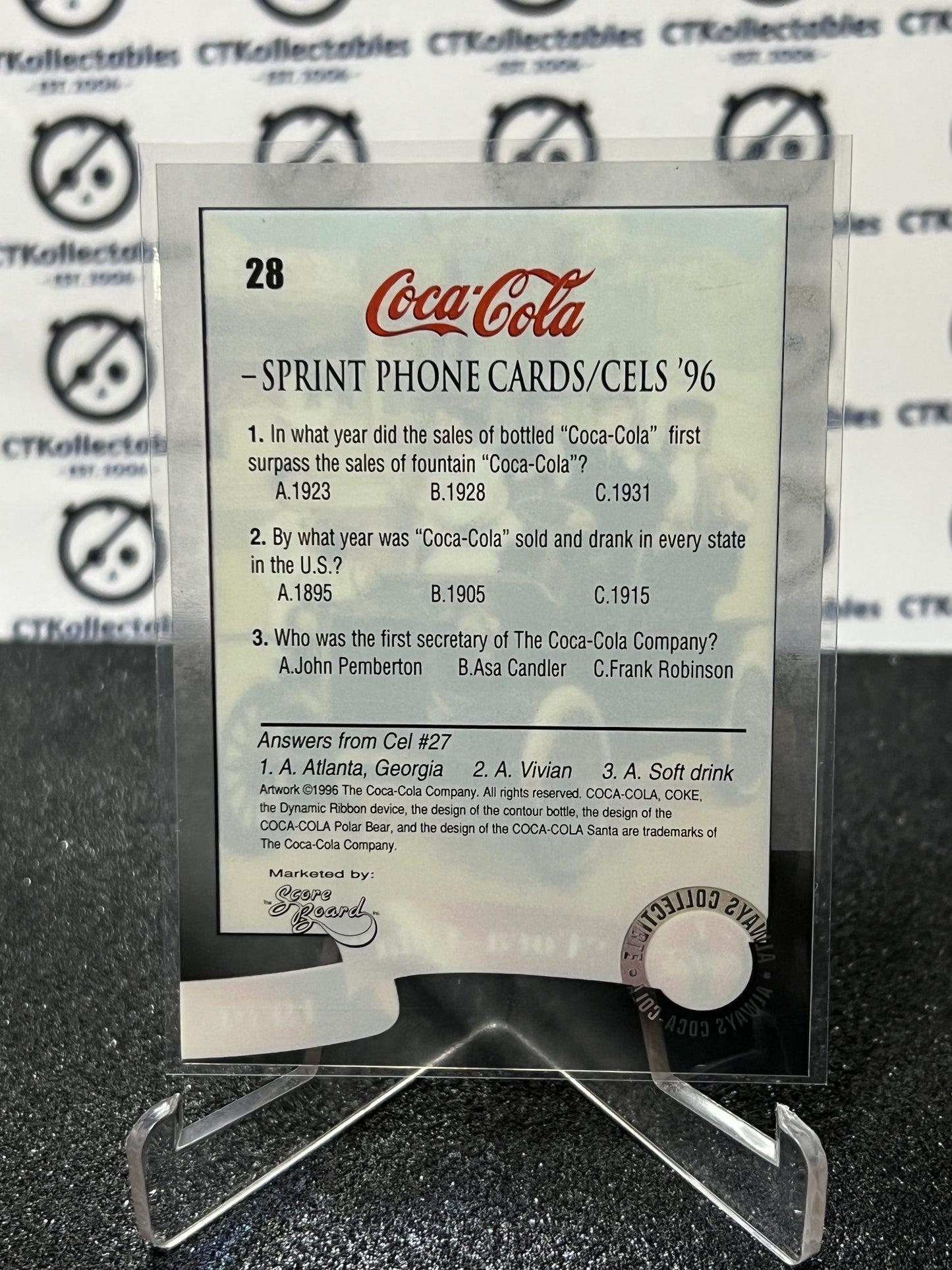 1996 COCA-COLA SPRINT CELL CARD # 28 ALWAYS COLLECTABLE COKE AD
