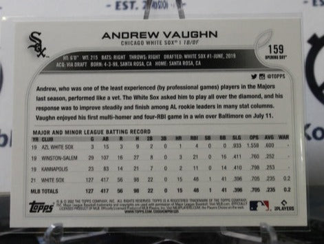 2022 TOPPS OPENING DAY ANDREW VAUGHN # 159 FUTURE STARS CHICAGO WHITE SOX BASEBALL
