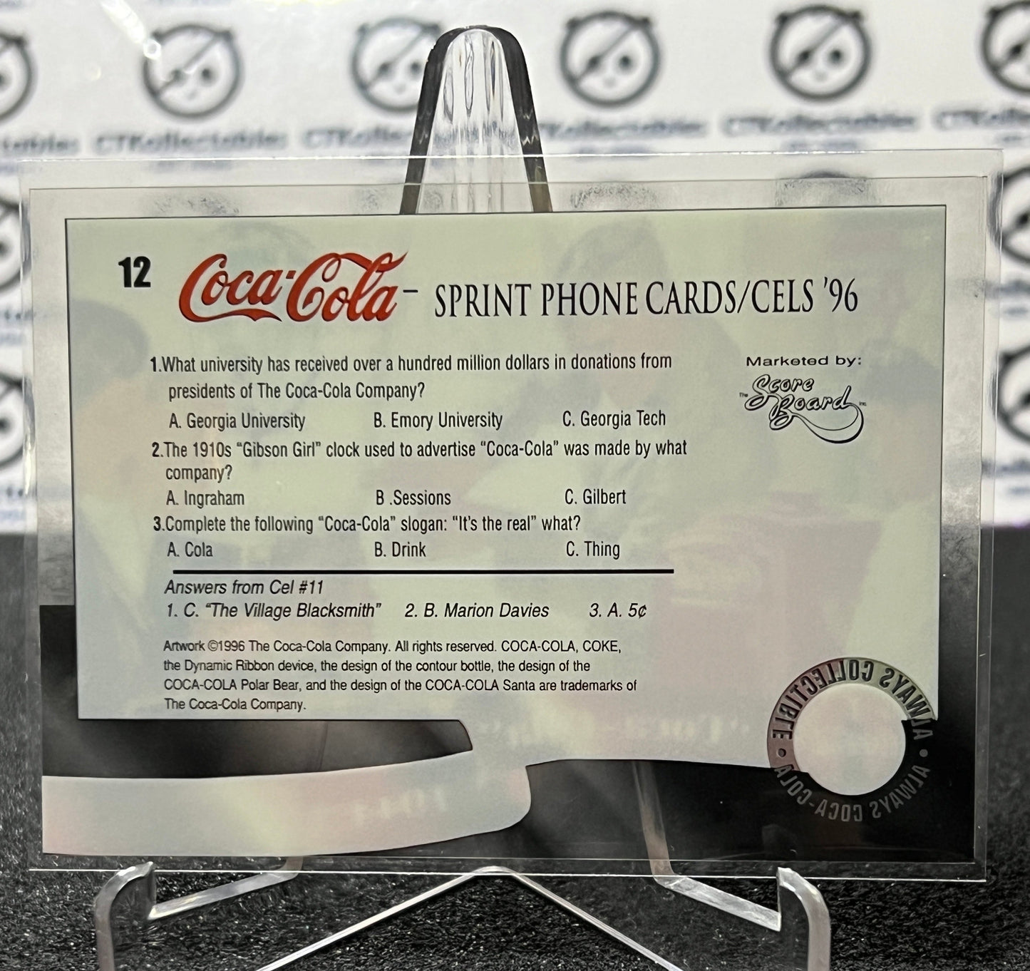 1996 COCA-COLA SPRINT CELL CARD # 12 ALWAYS COLLECTABLE ARMED FORCES COKE AD