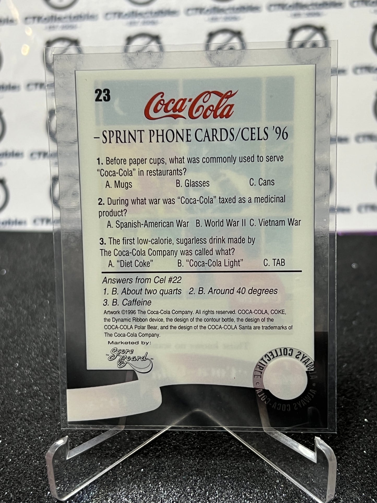 1996 COCA-COLA SPRINT CELL CARD # 23 ALWAYS COLLECTABLE COKE AD 1952