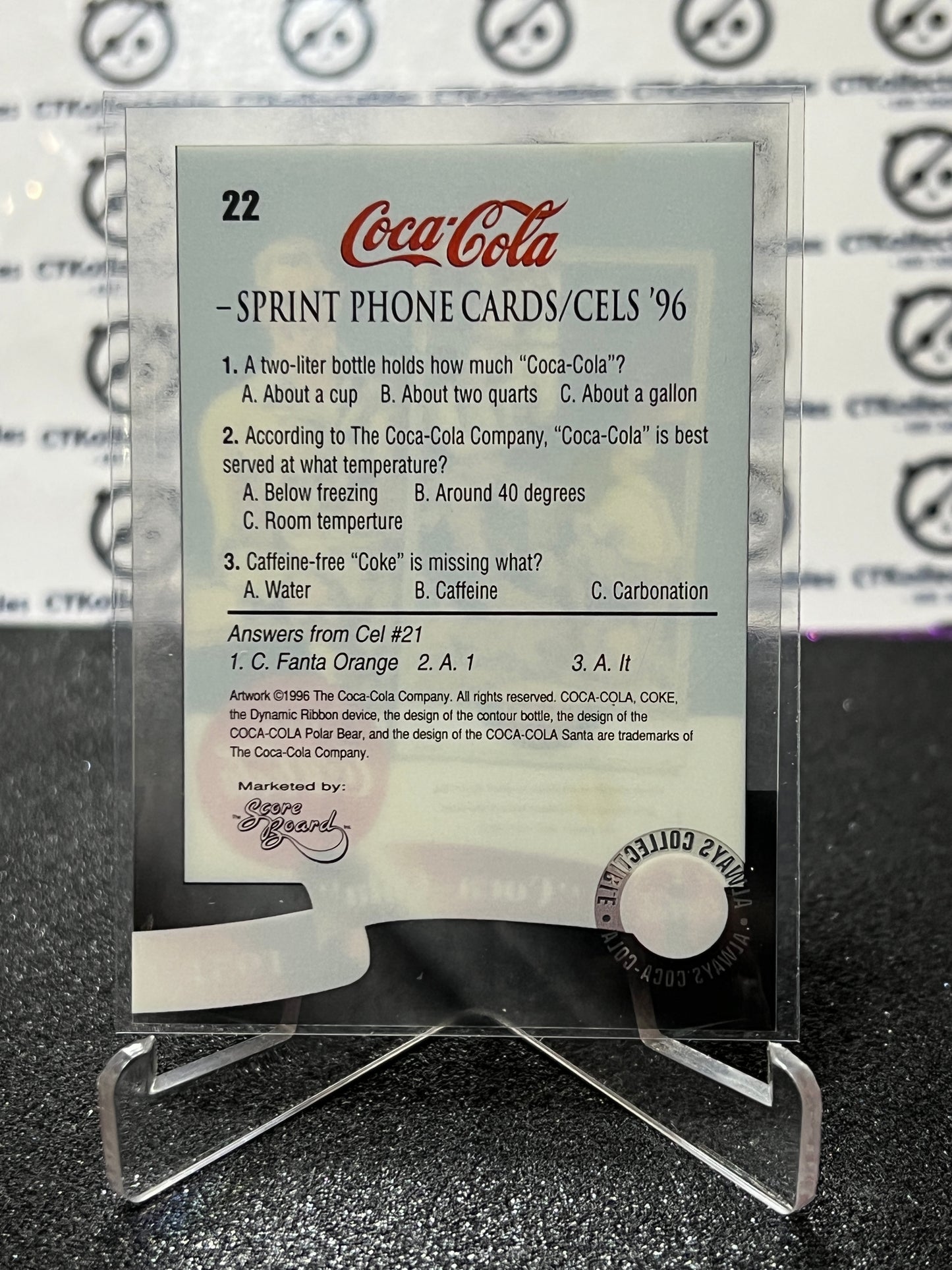 1996 COCA-COLA SPRINT CELL CARD # 22 ALWAYS COLLECTABLE COKE AD 1951