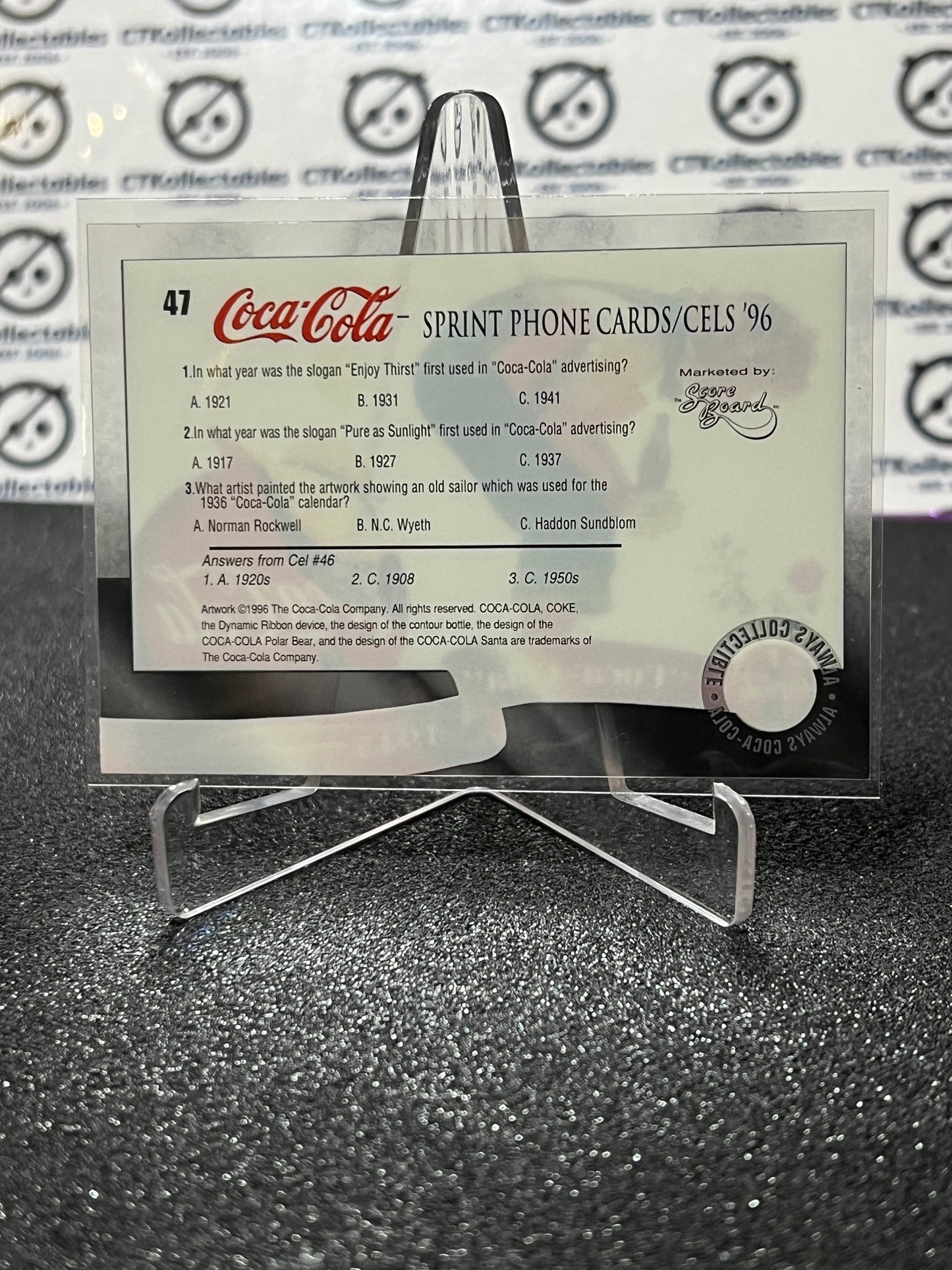 1996 COCA-COLA SPRINT CELL CARD # 47 ALWAYS COLLECTABLE COKE AD 1945